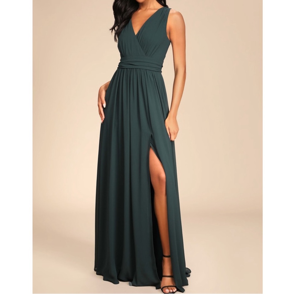 LULUS Thoughts of Hue Emerald Green Surplice Maxi Dress
